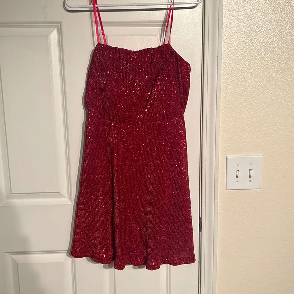 Lulus red sequin dress
